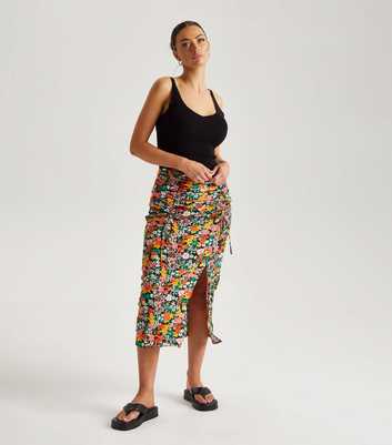 Urban Bliss Black Floral Ruched Midaxi Skirt