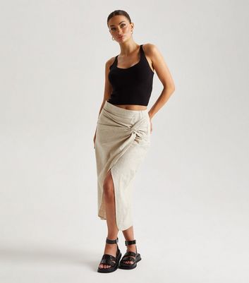 Urban Bliss Light Brown Split Hem Midaxi Skirt New Look