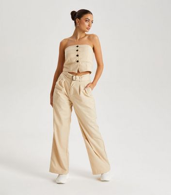Urban Bliss Stone Wide Leg Tailored Trousers New Look