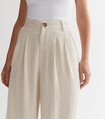 Straight Fit Linen Pants  Twill Weave