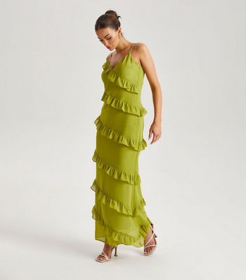 Urban Bliss Light Green Ruffle Tiered Maxi Dress | New Look