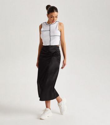 Urban Bliss Black Knot Side Midaxi Skirt New Look