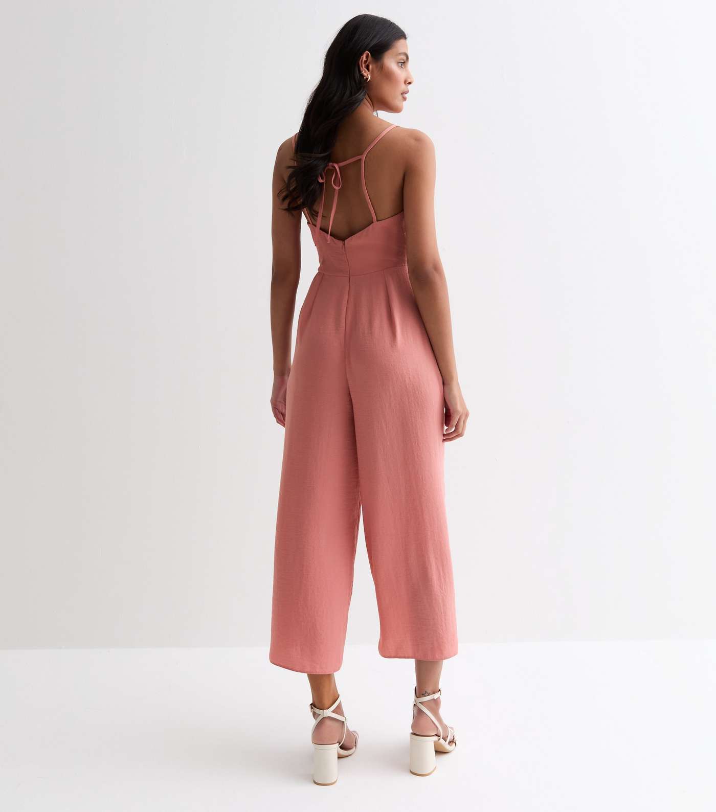 Pink Tie Back Strappy Jumpsuit Image 4