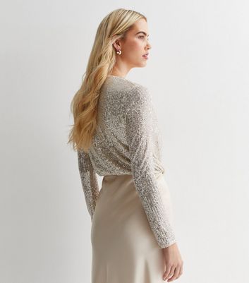 Cream sequin sales top