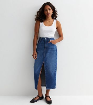 Long denim shop skirts for petites