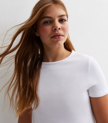 Girls White Ribbed Thermal TShirt New Look