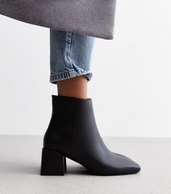 Leather Block Heel Square Toe Ankle Boots | M&S Collection | M&S