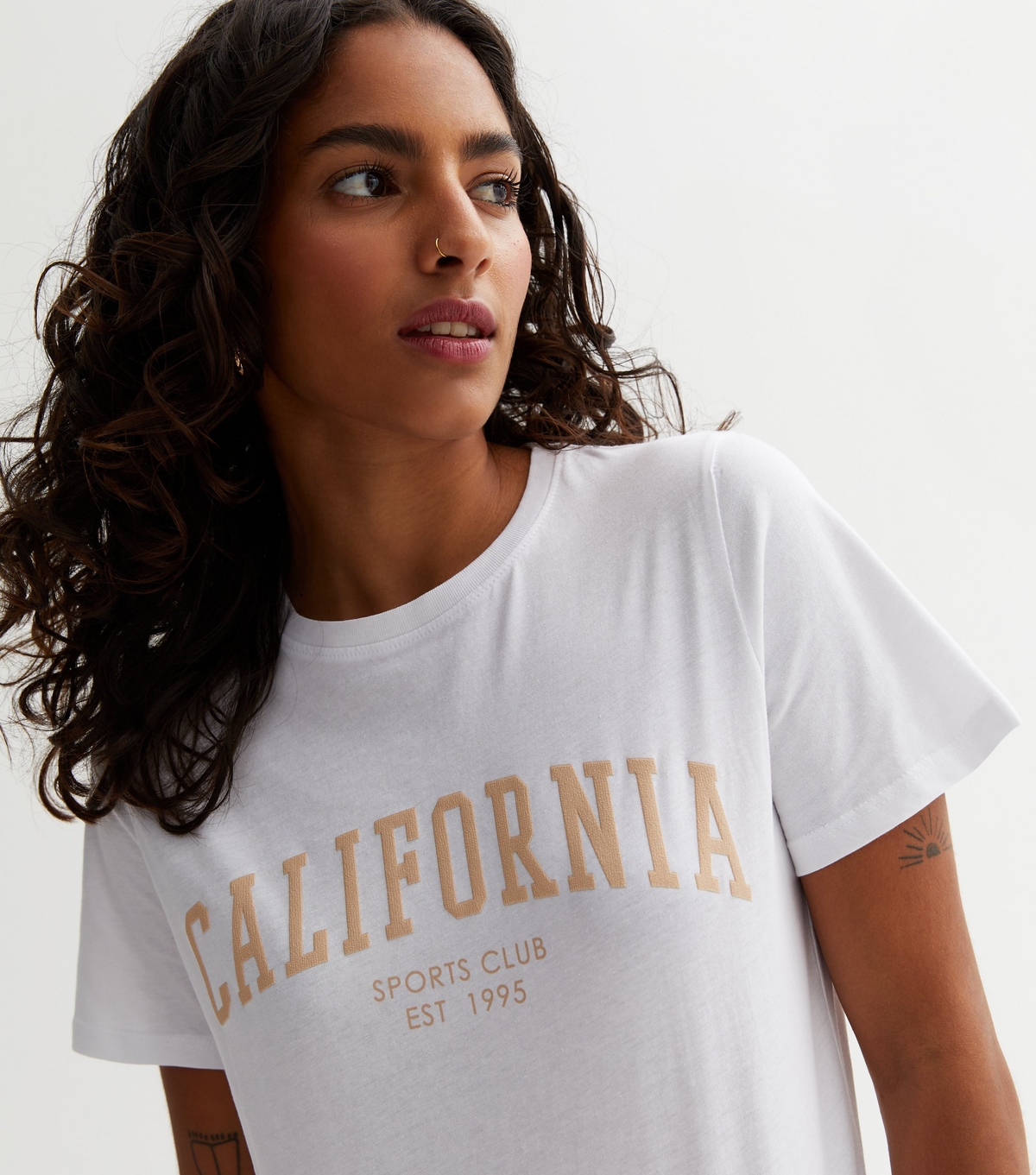 Women's Petite White Cotton California Logo T-Shirt New Look
