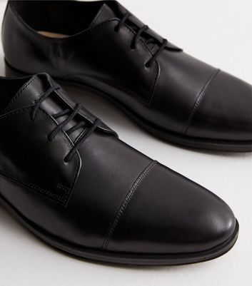 Men's Jack & Jones Black Leather Oxford Shoes New Look