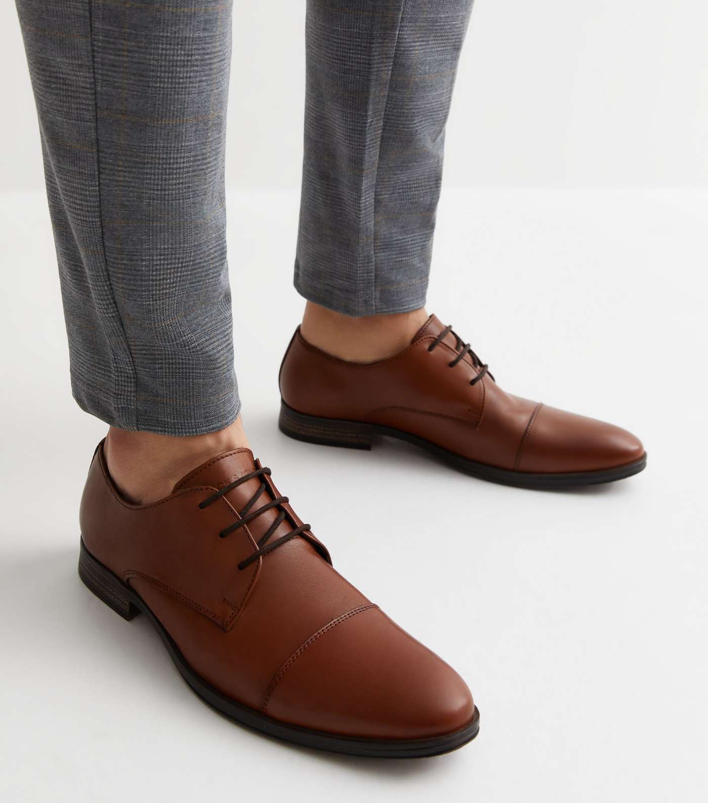 Jack & Jones Dark Brown Leather Oxford Shoes Image 2