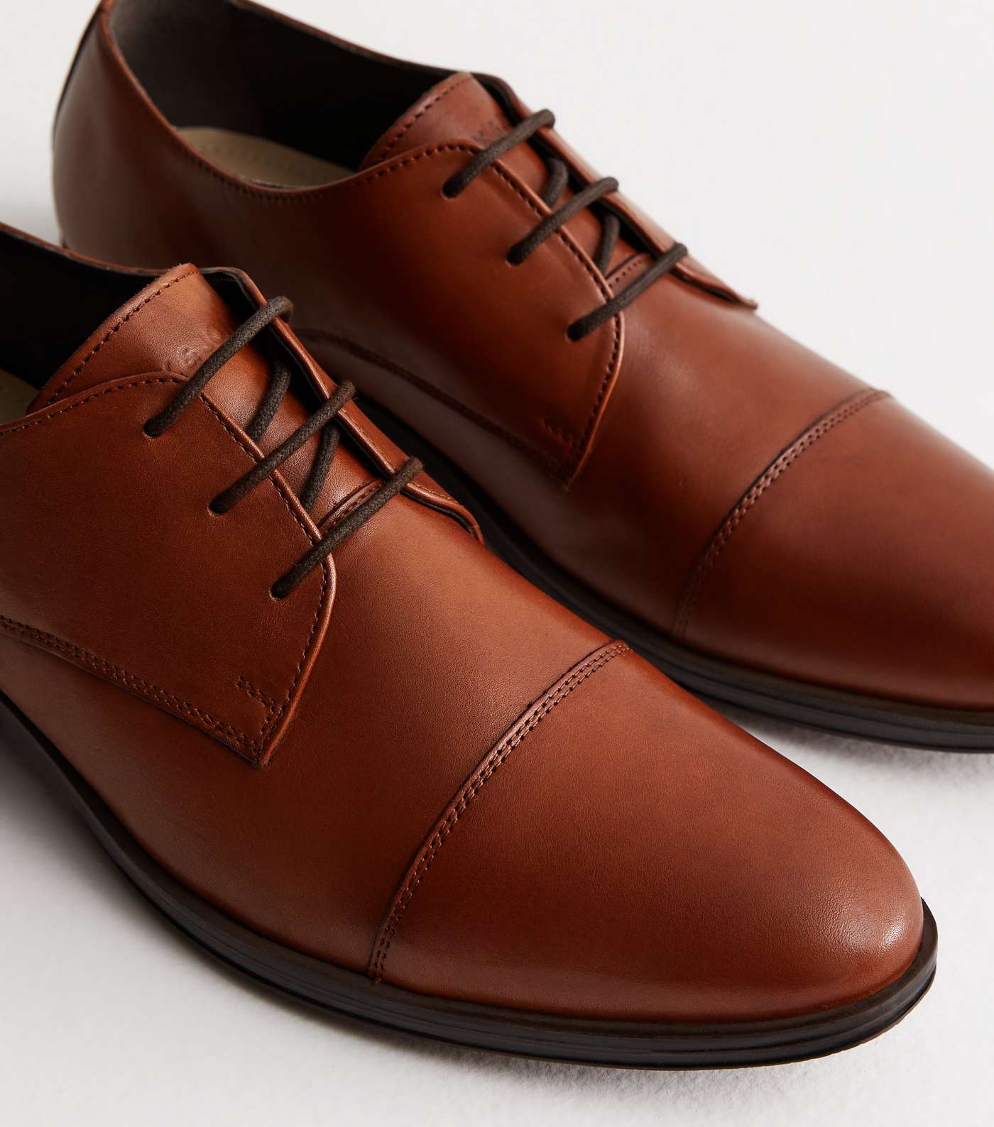 Jack & Jones Dark Brown Leather Oxford Shoes Image 4