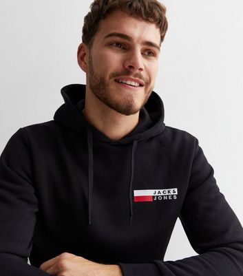 Jack Jones Black Logo Hoodie New Look