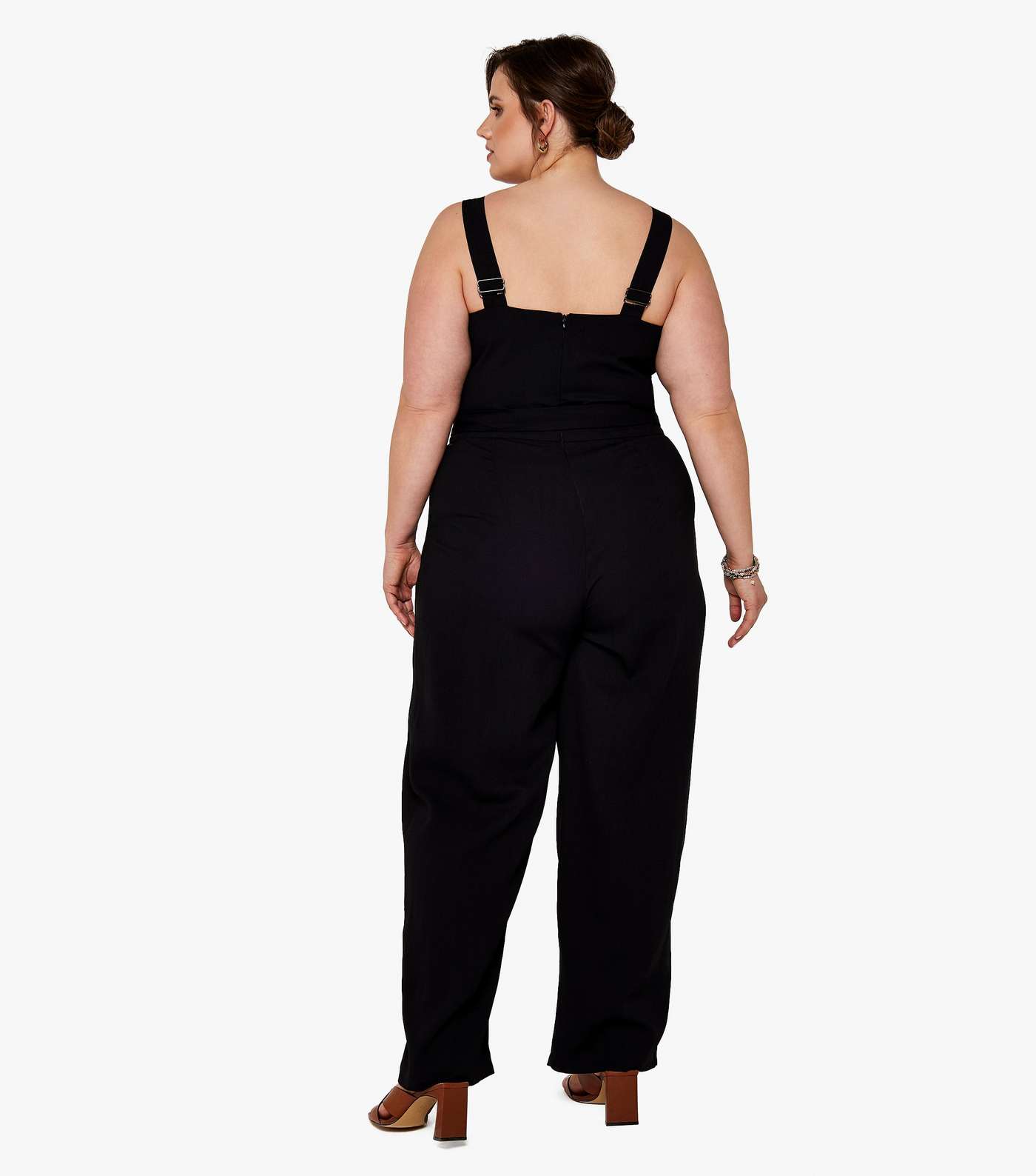 Apricot Curves Black Strappy Dungaree Jumpsuit Image 3