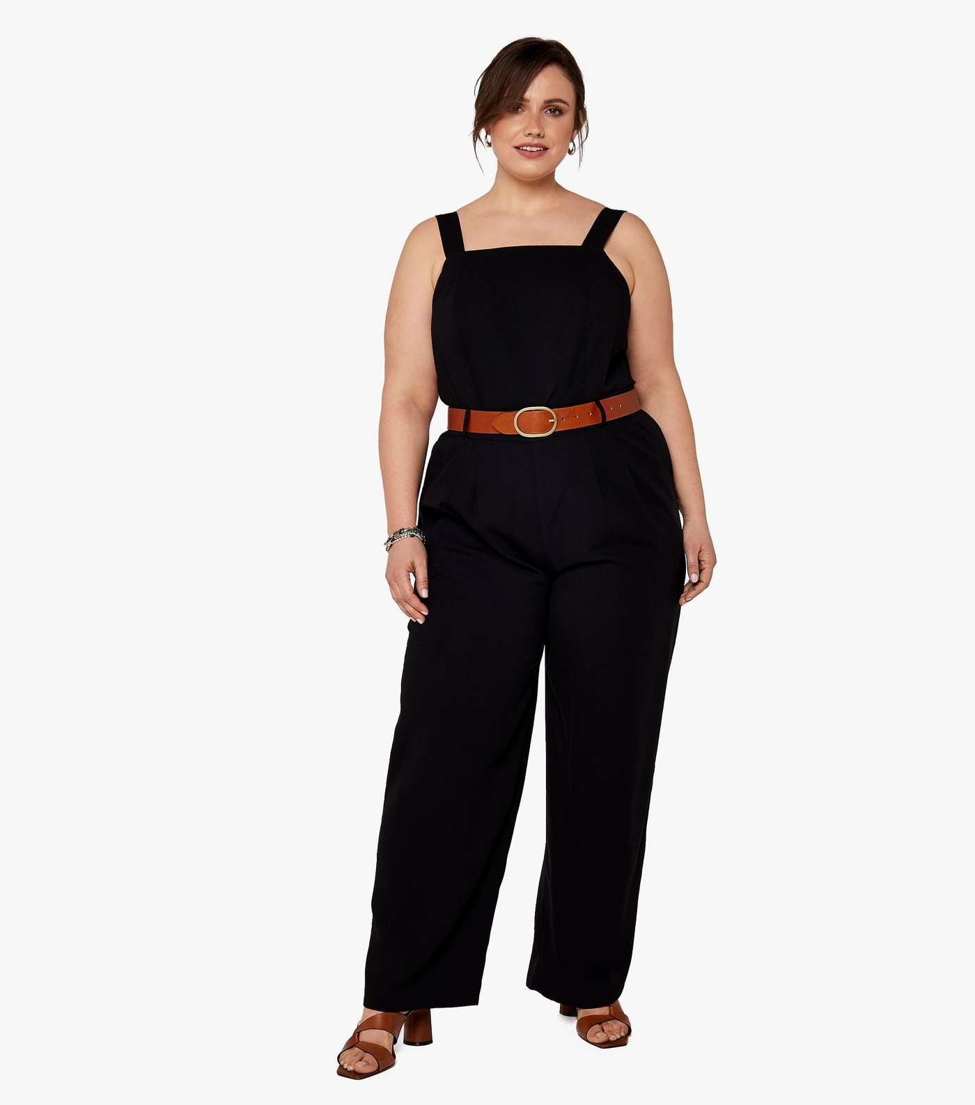 Apricot Curves Black Strappy Dungaree Jumpsuit Image 5