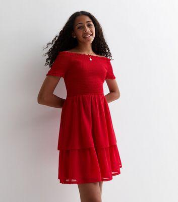 Girls Brown Wave Jersey Long Sleeve Dress | New Look