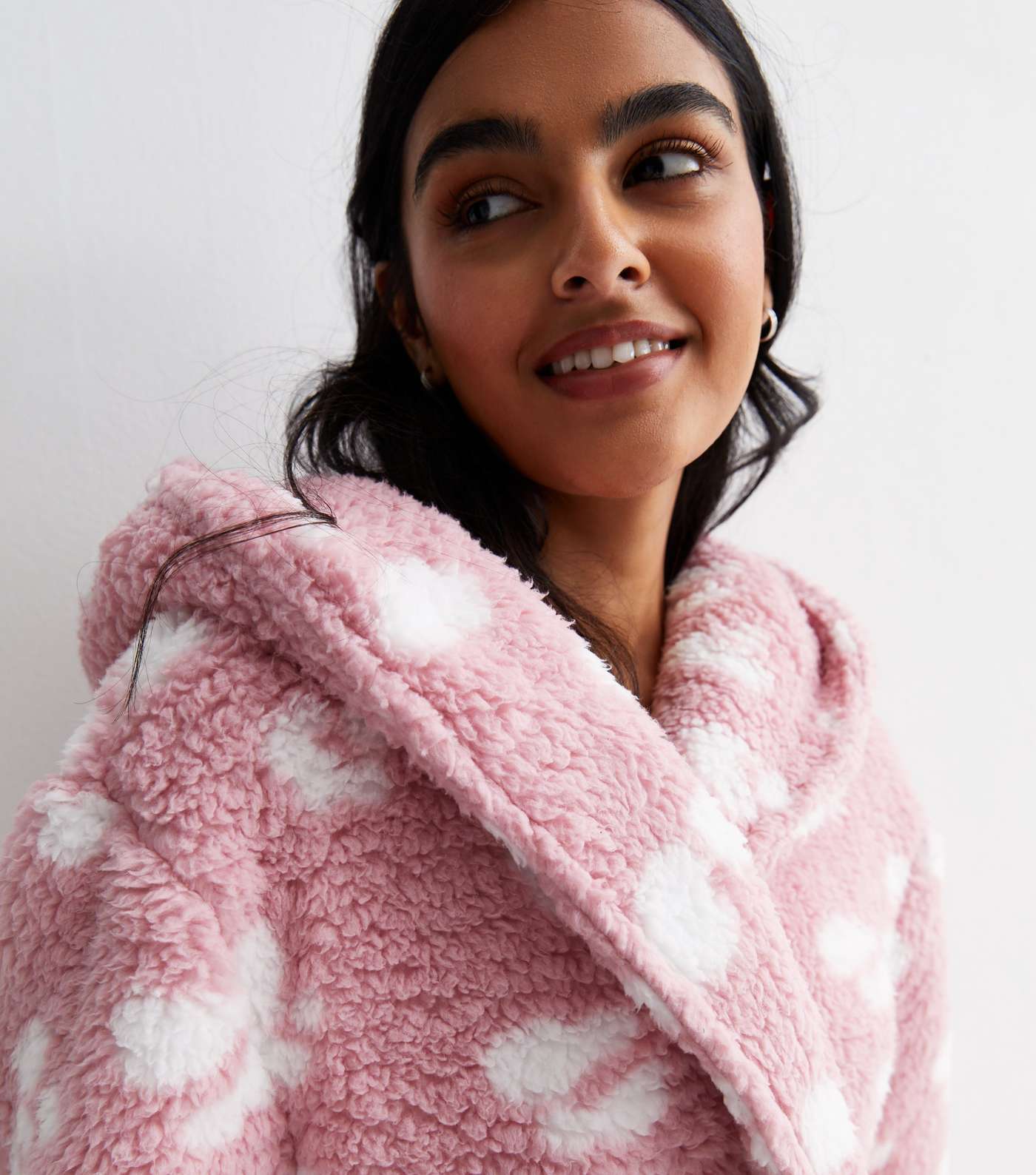 Pink Animal Print Teddy Dressing Gown Image 2