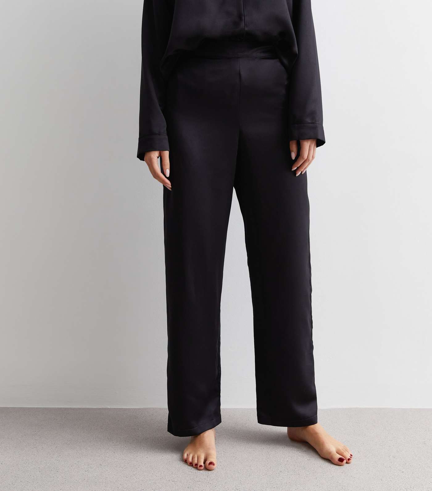 Black Revere Satin Trouser Pyjama Set Image 3