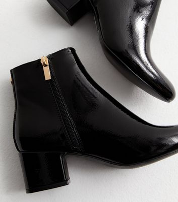 New look black patent ankle boots on sale