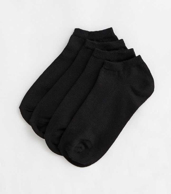 4 Pack Black Trainer Socks