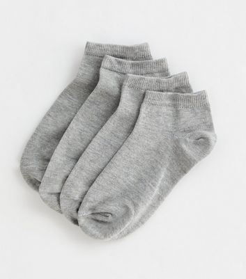 4 Pack Pale Grey Trainer Socks New Look
