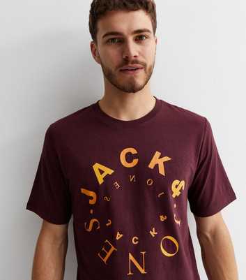 Jack & Jones Burgundy Cotton Logo T-Shirt