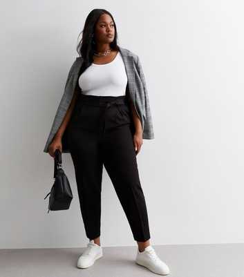 Curves Black Belted Trousers