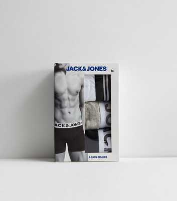 Jack & Jones 3 Pack Black Grey and White Logo Boxers