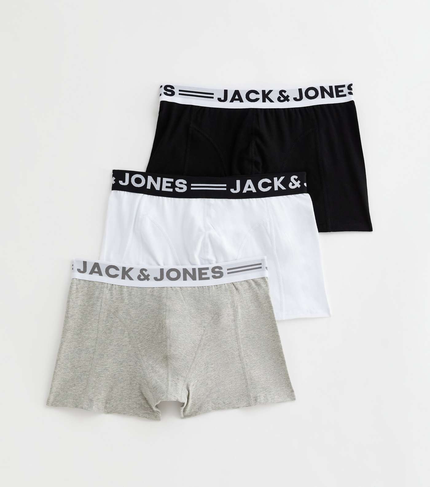 Jack & Jones 3 Pack Black Grey and White Logo Boxers Image 2