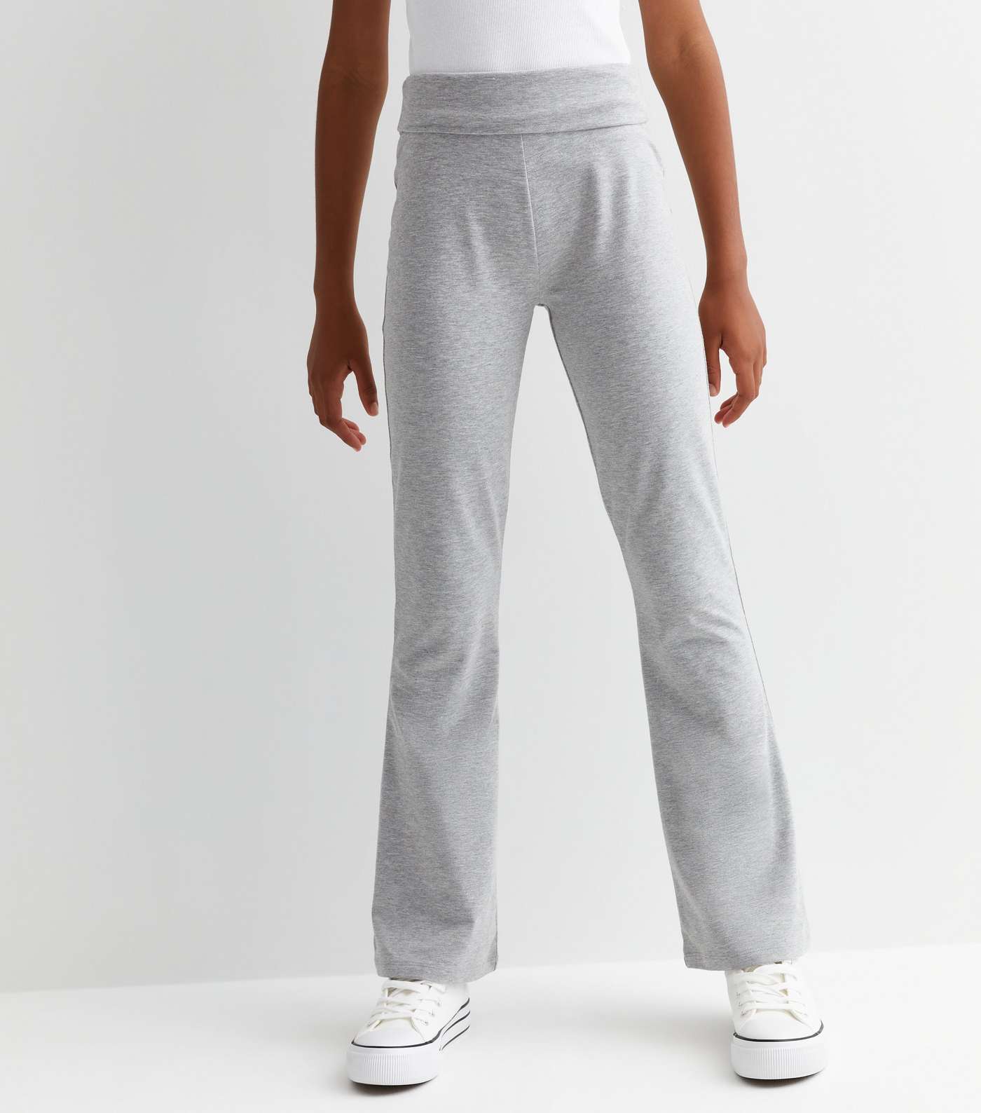 Girls Grey Flared Trousers Image 3