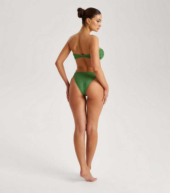 Amuse Society Chance Bandeau - Green Ribbed Bandeau Bikini Top - Lulus