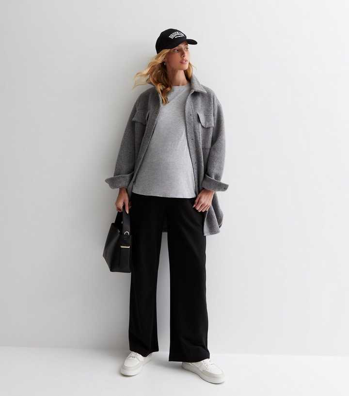 Maternity Black Over Bump Wide Leg Trousers