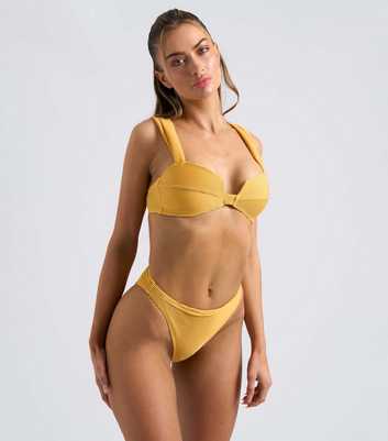Urban Bliss Yellow Textured Ribbed Bikini Top