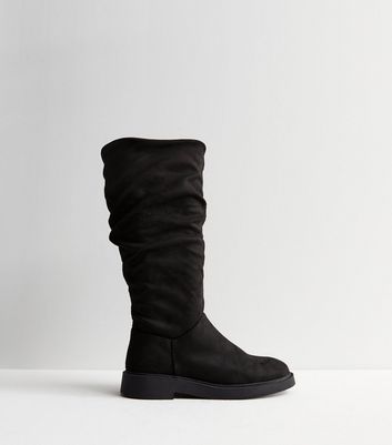 Extra wide calf hot sale black suede boots