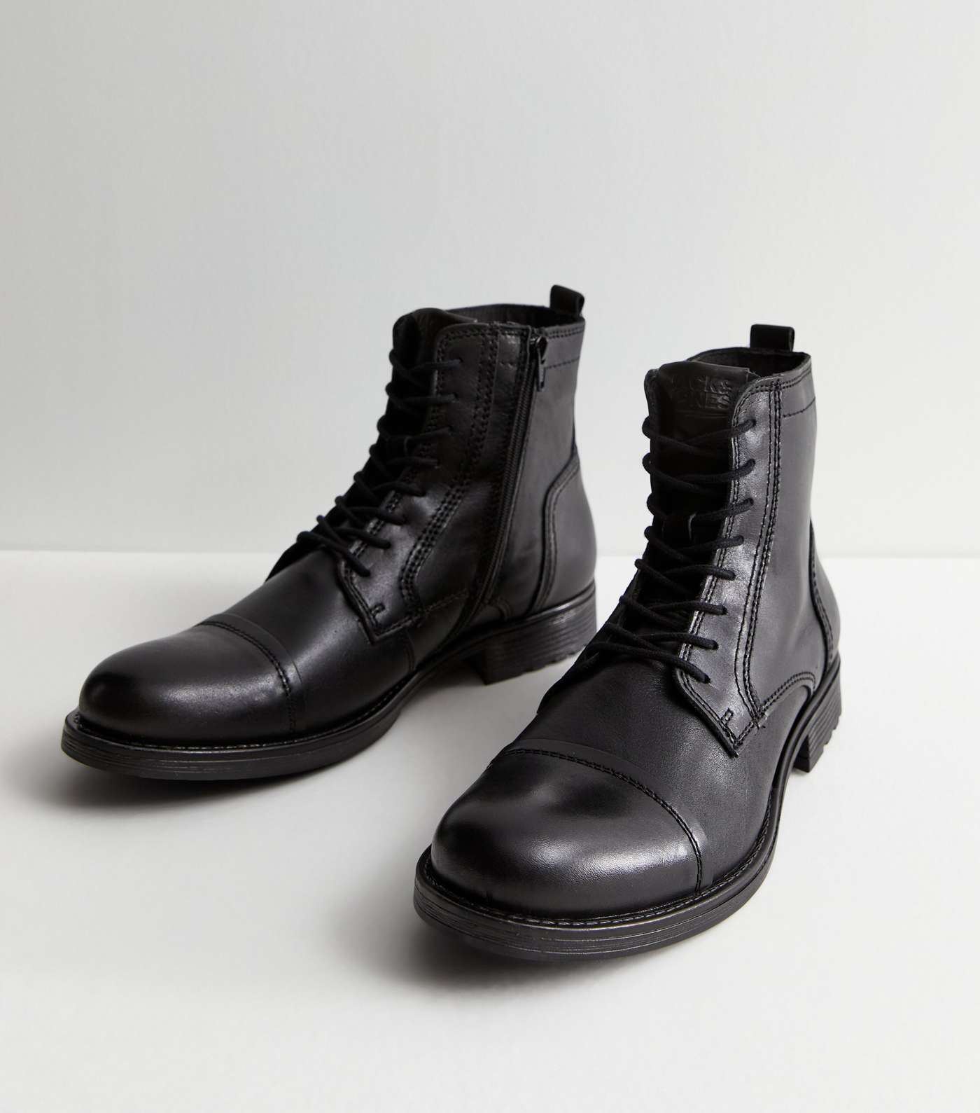 Jack & Jones Black Leather Boots Image 3
