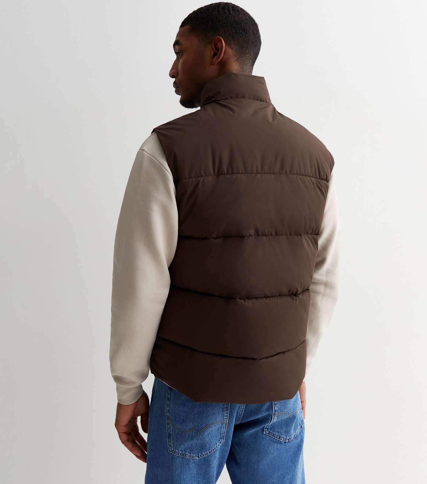 Only & Sons Light Brown Puffer Gilet Image 4