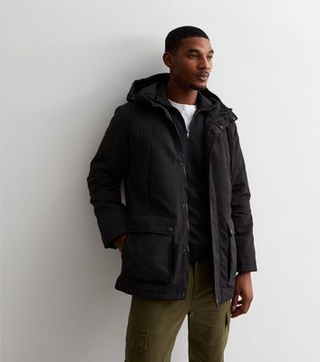 Black parka hotsell coat mens