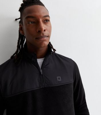 Men's Only & Sons Black 1/4 Zip Fleece Sweatshirt New Look