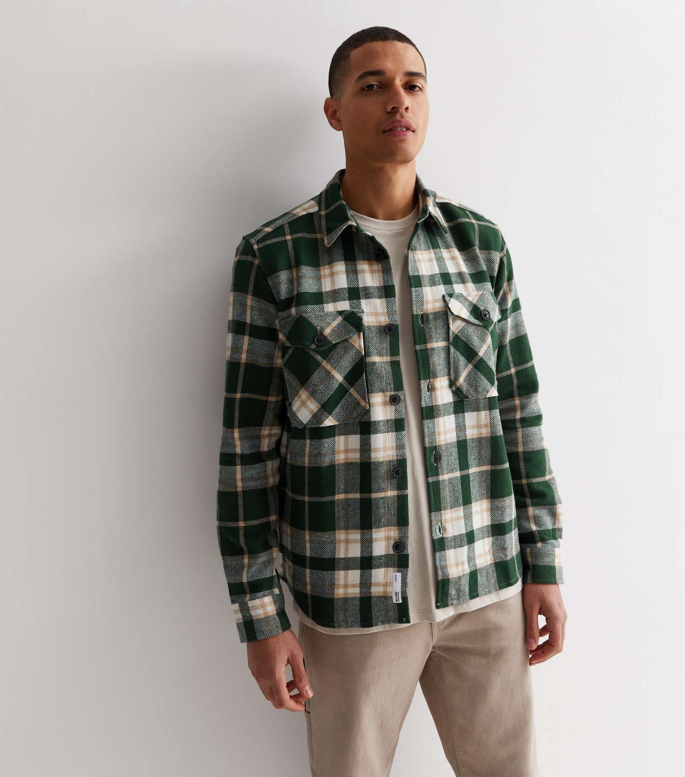 Only & Sons Green Check Overshirt Image 3