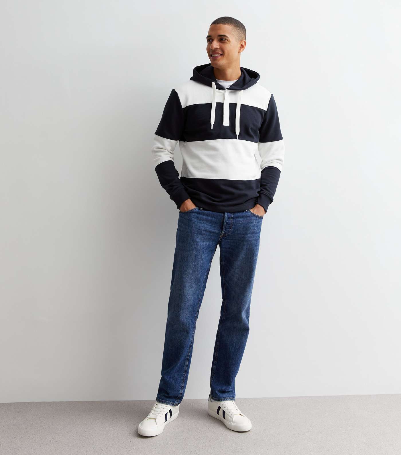 Only & Sons Navy Stripe Hoodie Image 3