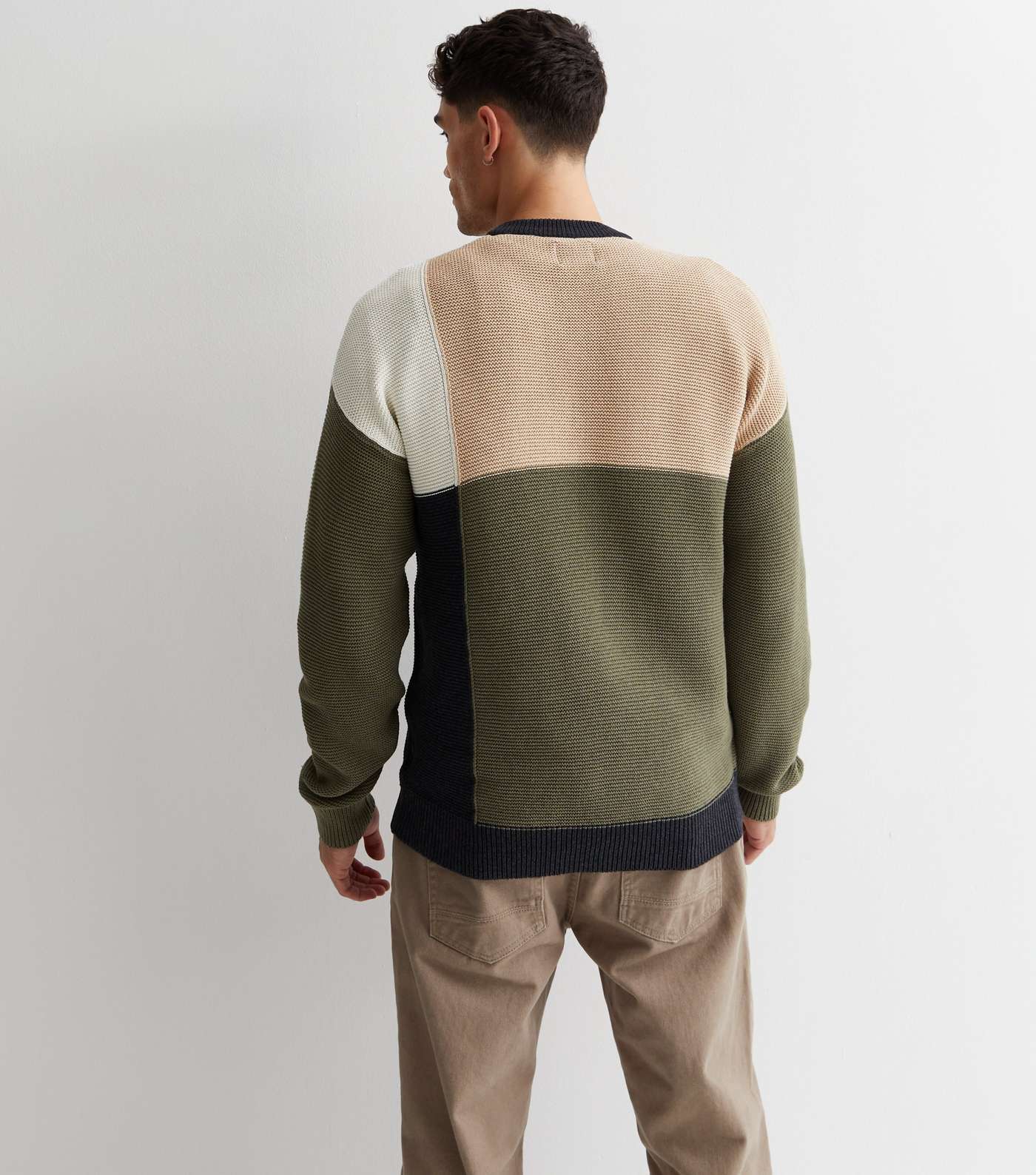 Only & Sons Stone Colour Block Knit Jumper Image 4