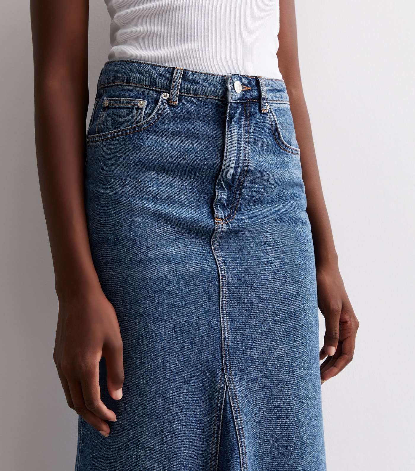 Tall Blue Denim Maxi Skirt Image 3