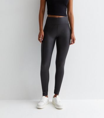 Enticing High Waisted Black Wet Look Leggings