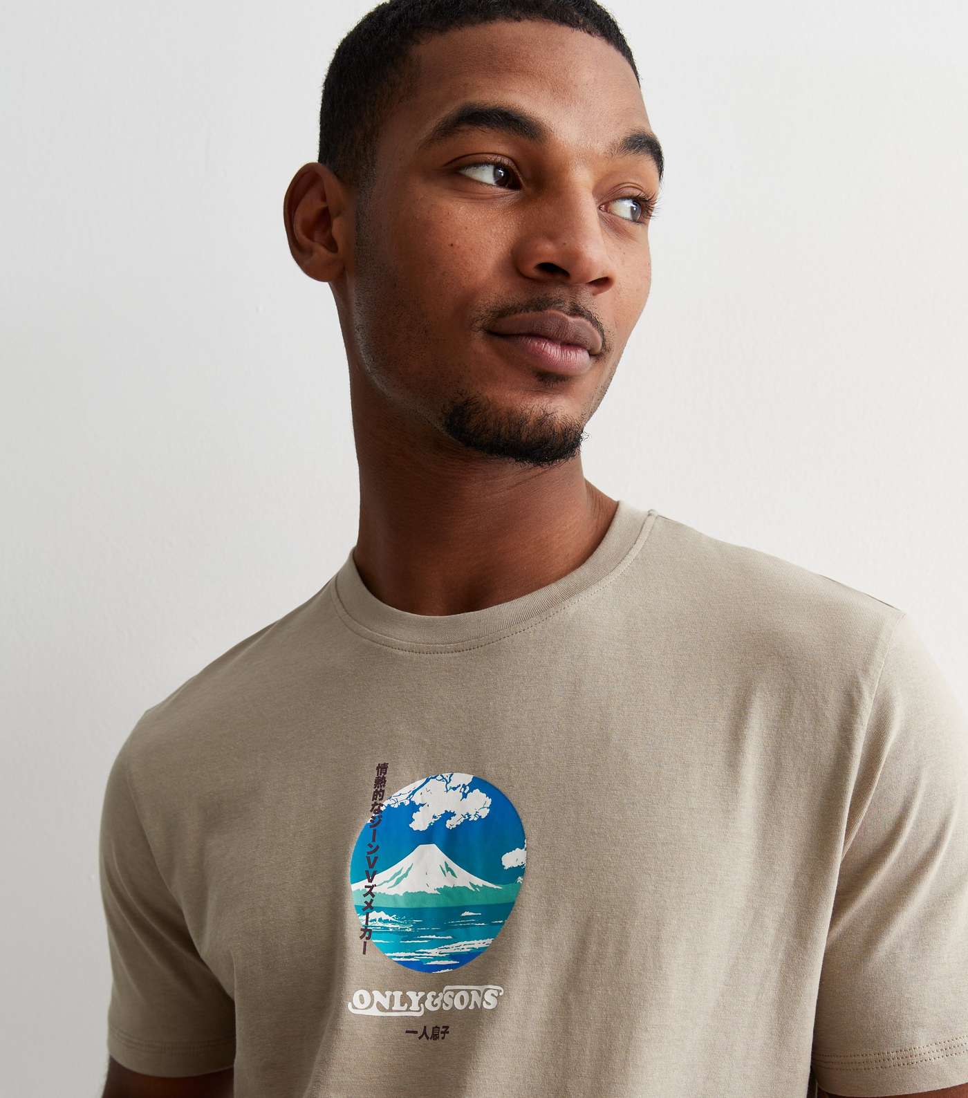 Only & Sons Olive Cotton Mountain Logo T-Shirt Image 3
