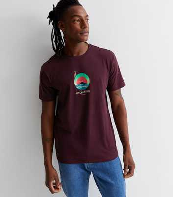 Only & Sons Burgundy Cotton Mountain Logo T-Shirt