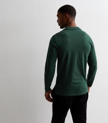 Men's Only & Sons Dark Green Cotton Split Neck Shirt New Look
