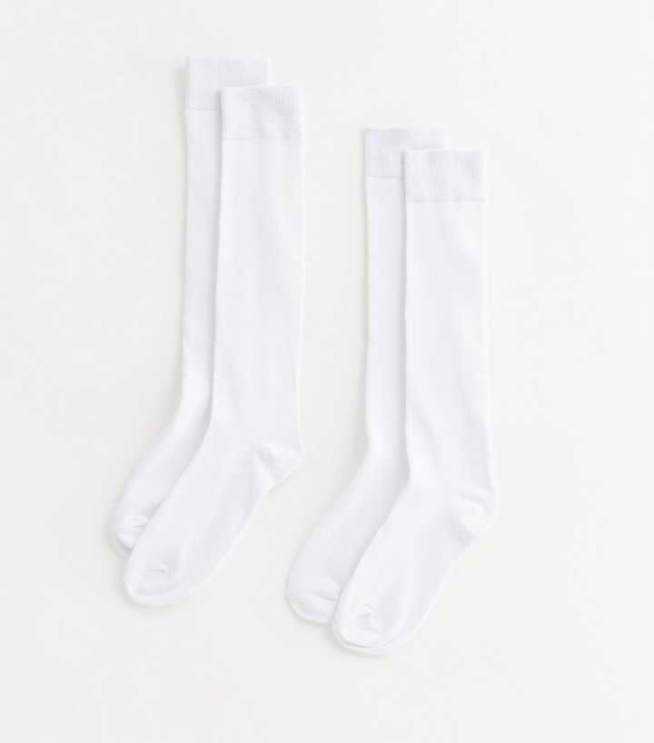 2 Pack White Knee High Socks