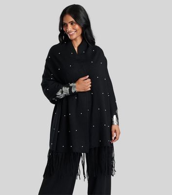 Finding Friday Black Diamante Embellished Scarf New Look