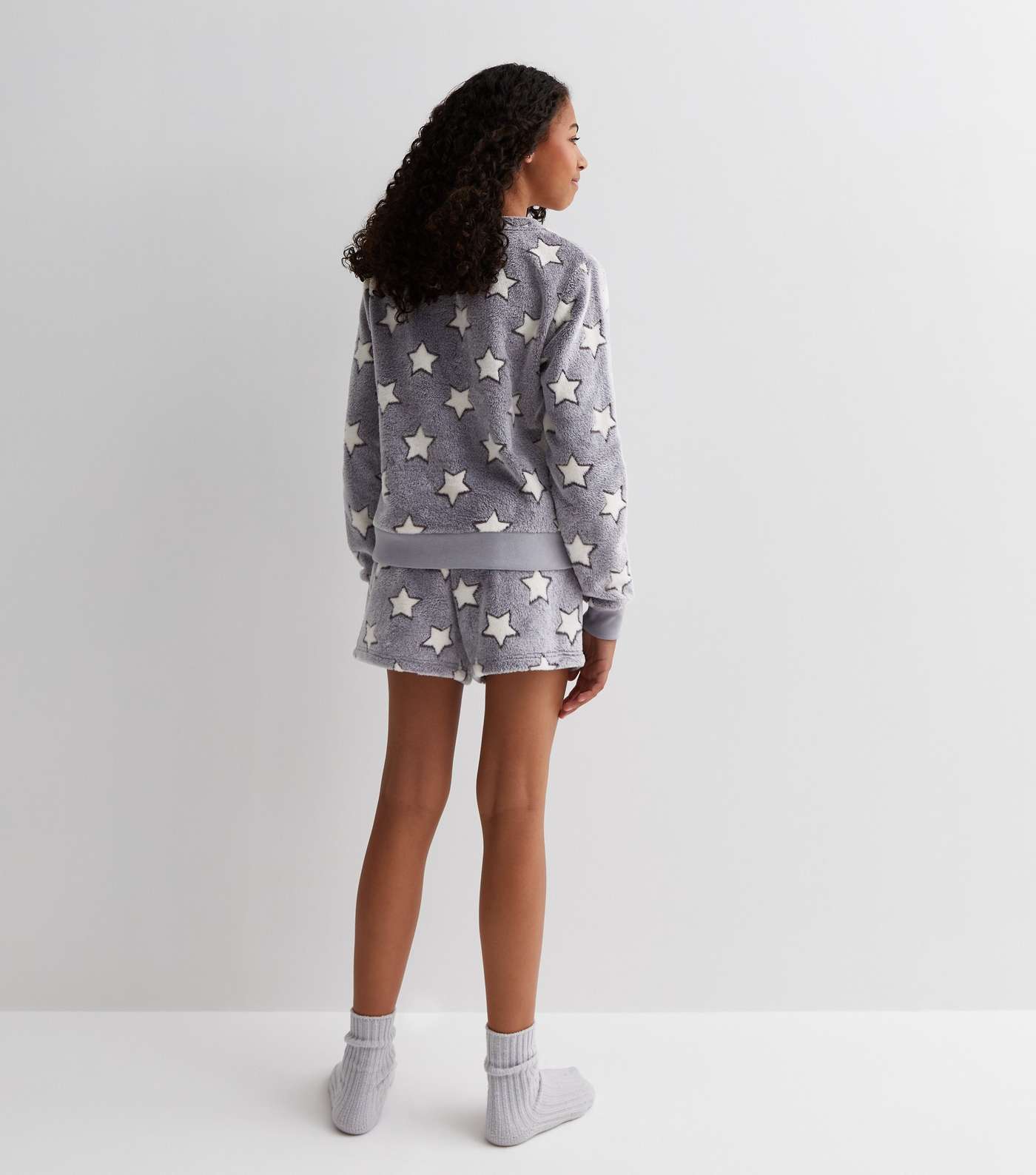 Girls Light Grey Short Set with Star Print Image 4