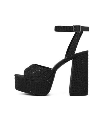 Nick Of Time Wide Fit | Black Glitter High Heels | Iconic by Irregular  Choice