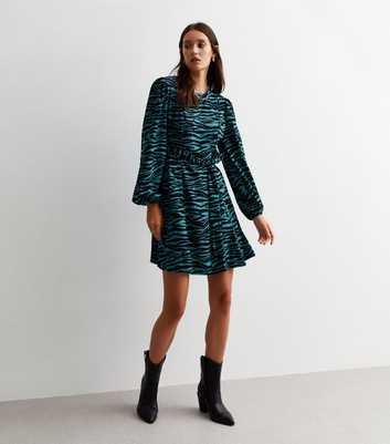 Gini London Blue Zebra Print Mini Dress